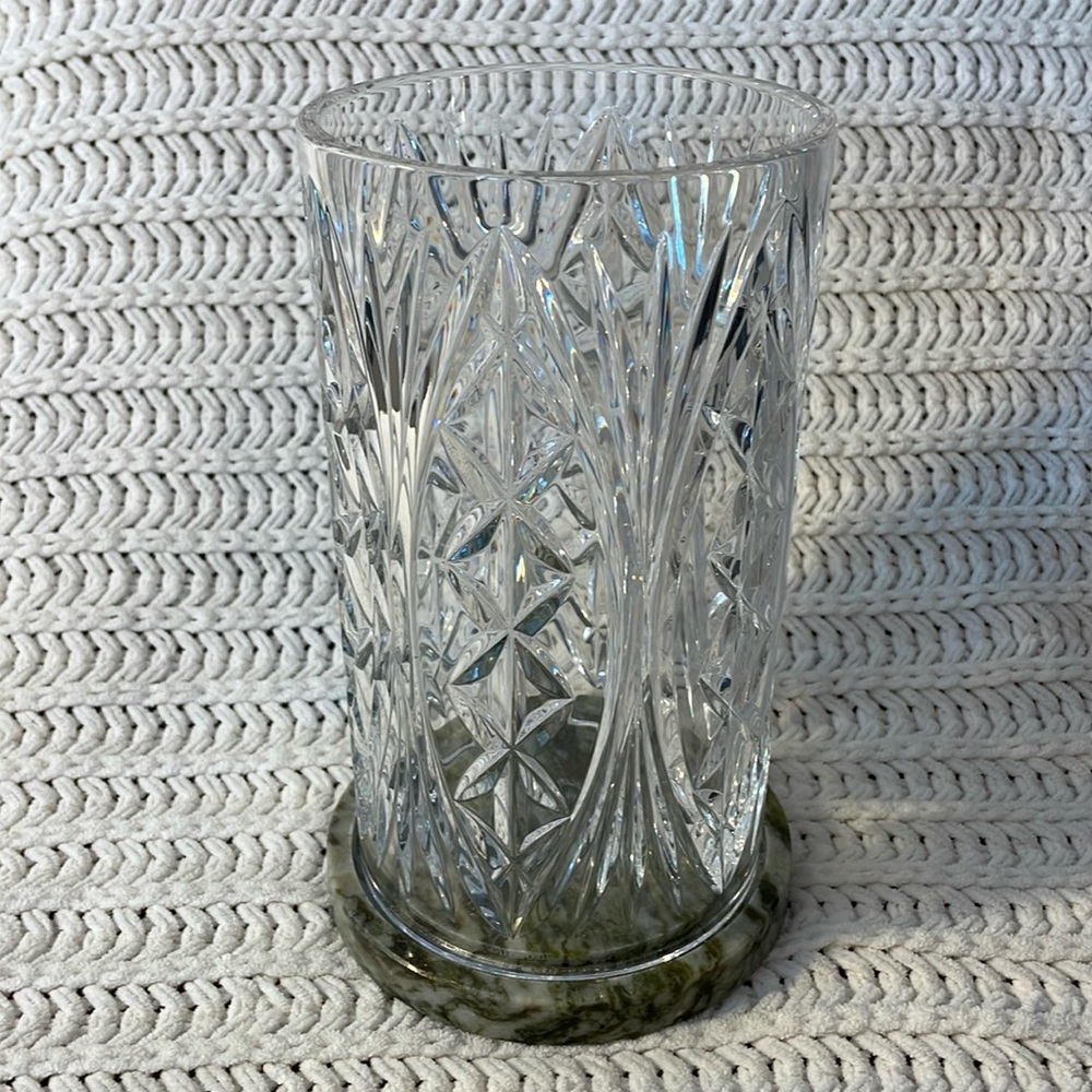 Waterford Crystal "Ha Chara Fail Te" Hurricane w/ Connemara Marble Base